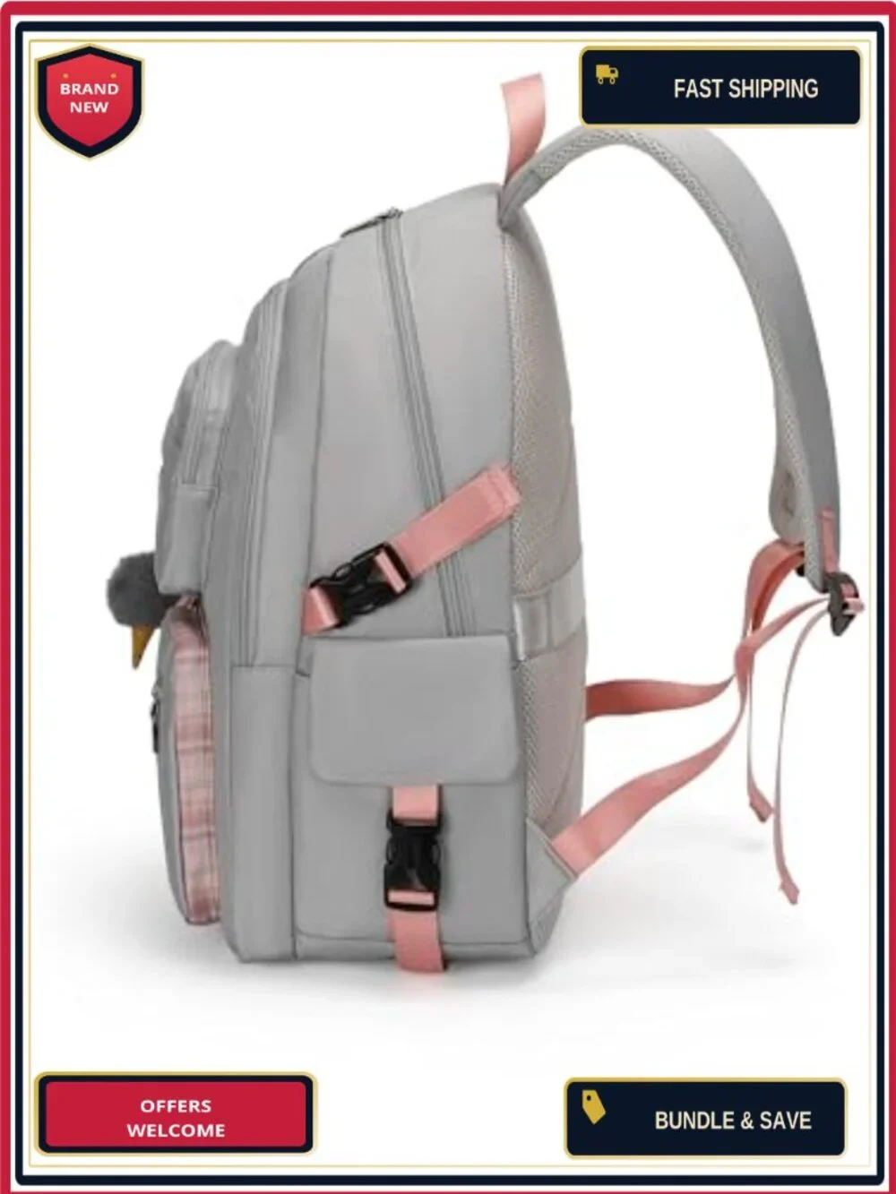 Nylon Waterproof Laptop Backpack Set with Lunch Bag & Pencil Case, 15.6 Inch,